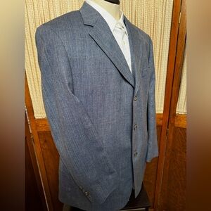 VINTAGE BROOKS BROTHERS – DUSTY BLUE HERRINGBONE SPORT COAT - 46L